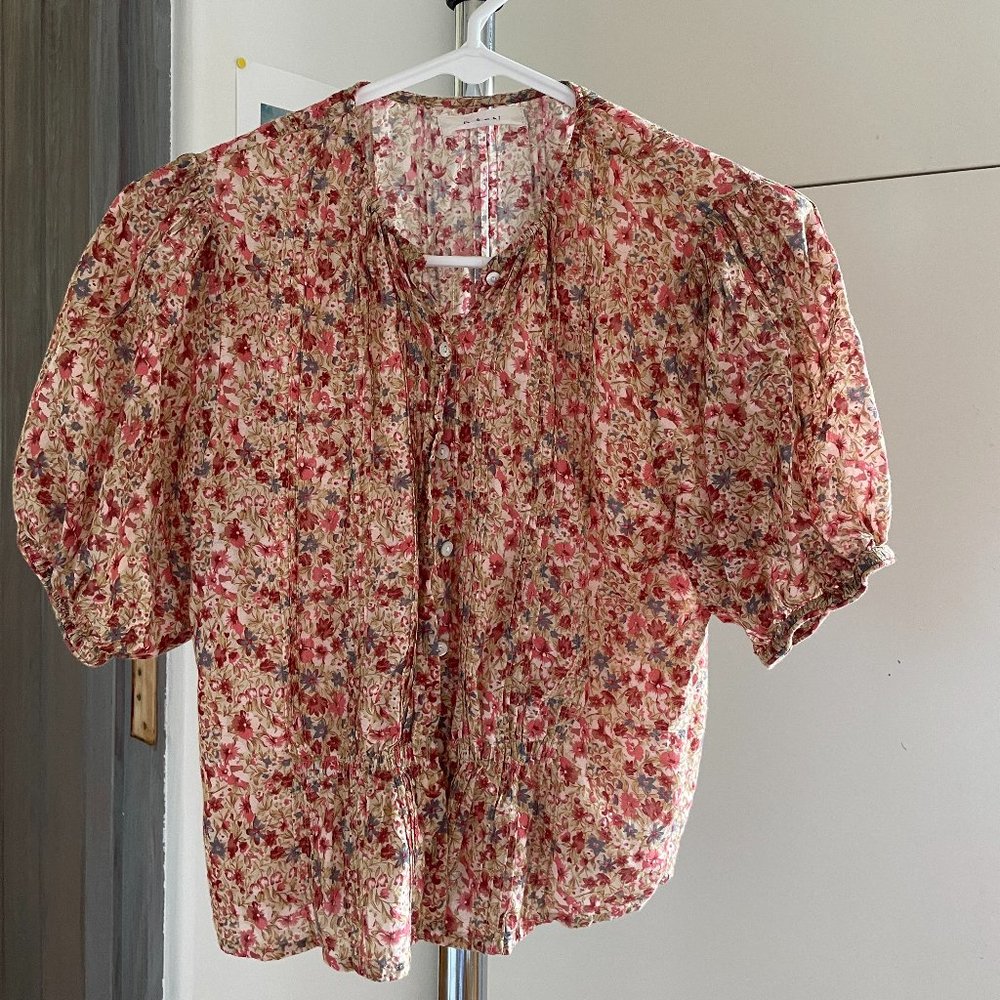 Doen liberty print puff sleeve top